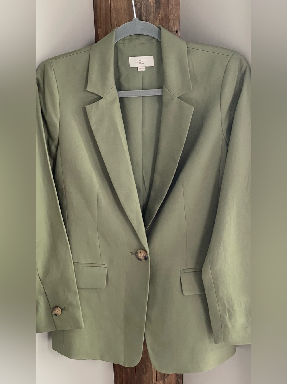 LOFT Sage Green Single-Button Blazer